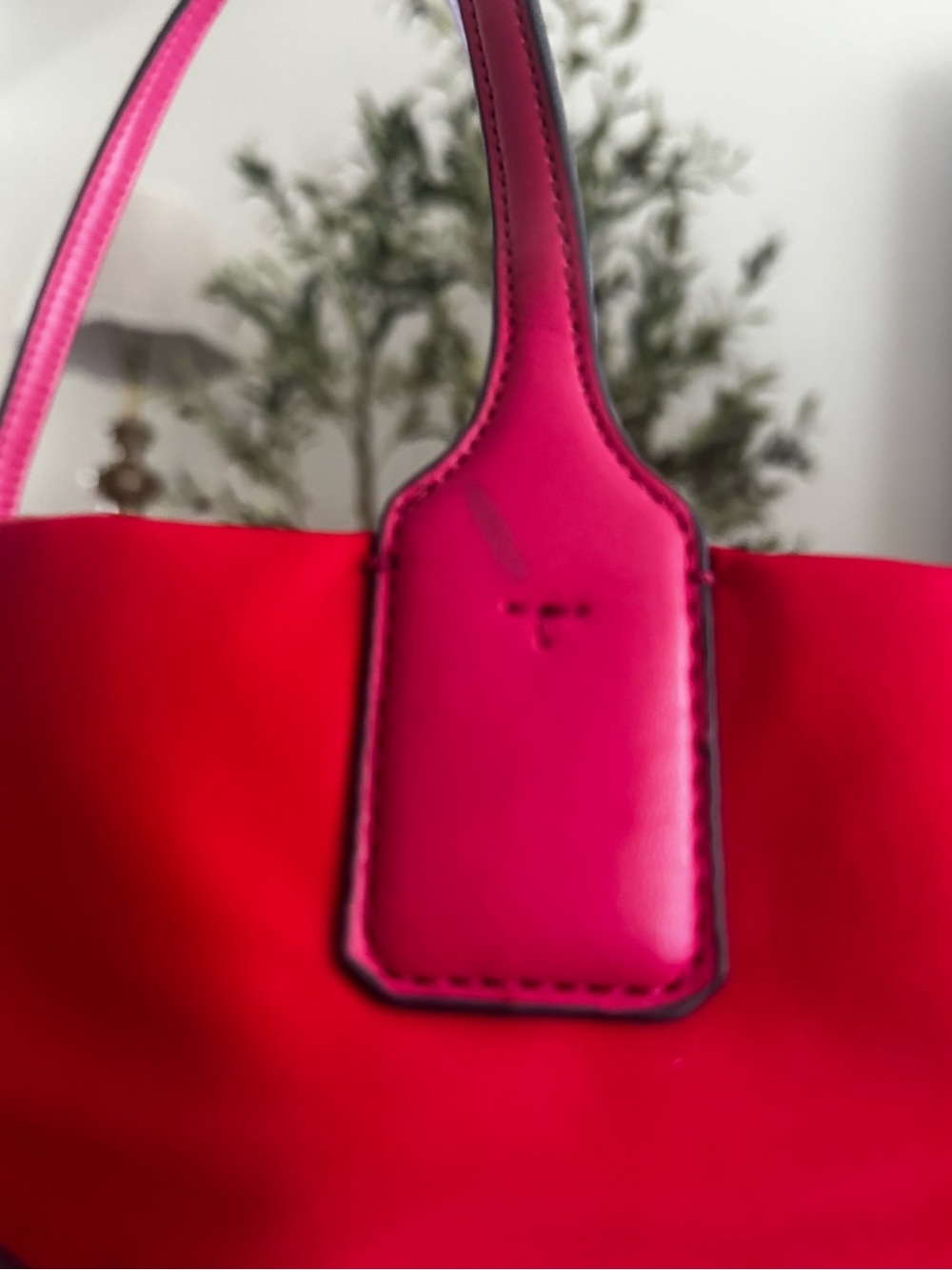 Tory Burch Bright Red Nylon Tote with Logo Medallion - Picture 4 of 15